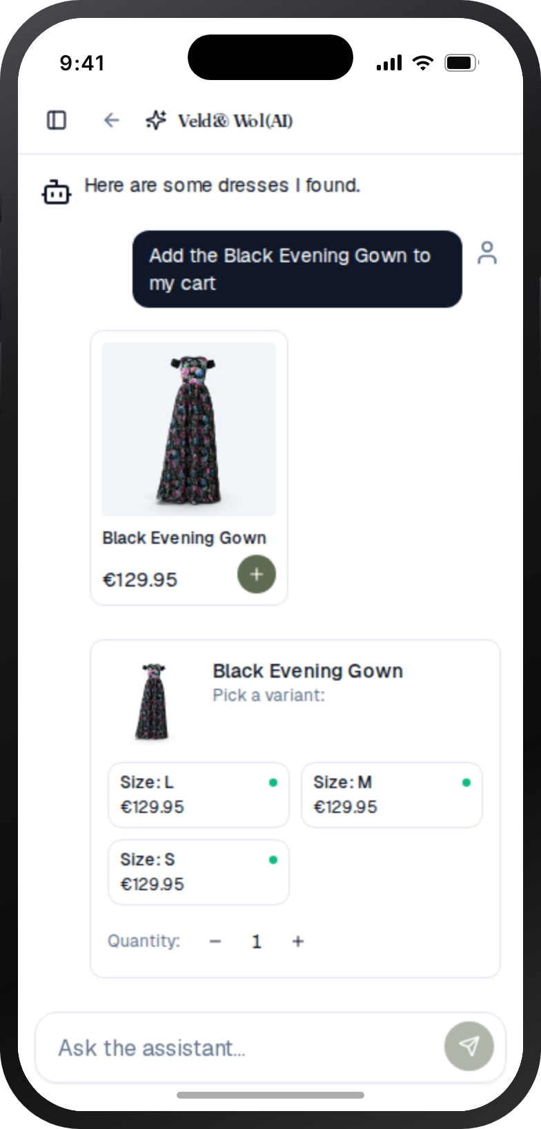 The AI shopping assistant answering with live, shoppable product cards
